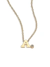 Zoë Chicco Diamond & 14k Yellow Gold Initial Pendant Necklace In Initial A