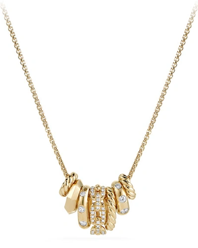 David Yurman Women's Stax Rondelle Pendant Necklace With Diamonds In 18k Yellow Gold In White/gold