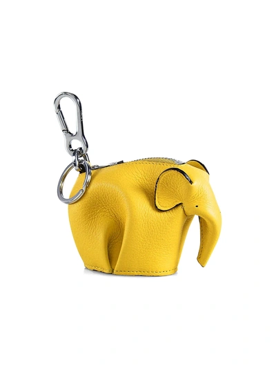 Loewe Elephant Leather Coin Purse Charm In Yellow