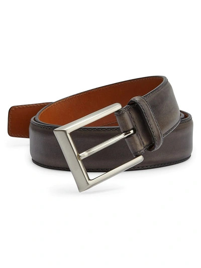 Saks Fifth Avenue Collection By Magnanni Burnished Leather Belt In Grey