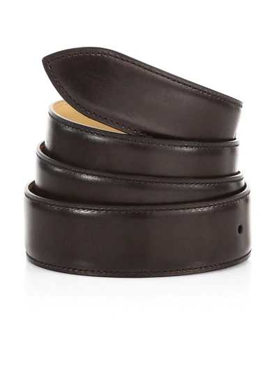 Corthay Ebene Patina Leather Belt In Dark Brown