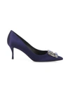 Roger Vivier Women's Flower Strass Satin Pumps In Blue