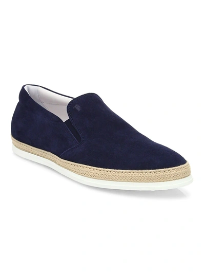 Tod's Suede Espadrille Sneakers In Blue