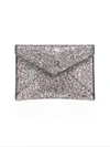 Rebecca Minkoff Leo Glitter Leather Envelope Clutch In Silver