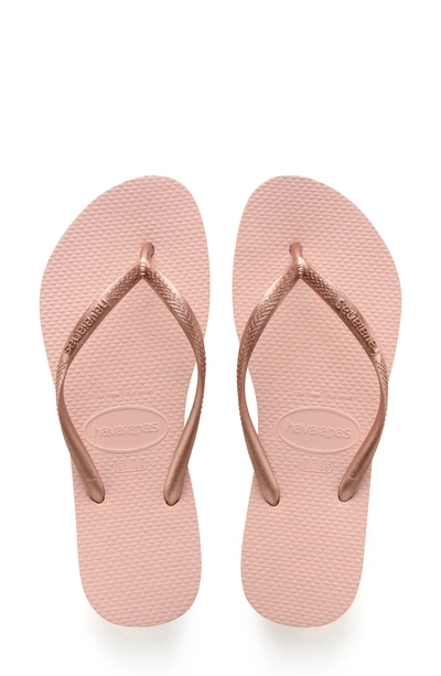 Havaianas Glitter-detail Logo-embossed Flip Flops In Pink