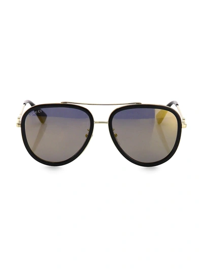 Gucci 57mm Pilot Sunglasses In Gold