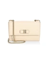 Ferragamo Medium Vara Ginny Leather Shoulder Bag In Macadamia