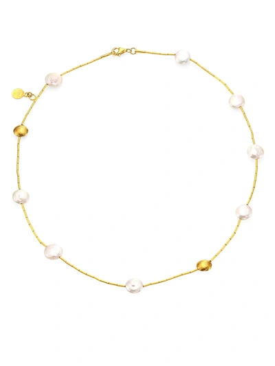 Gurhan Women's Lentil 11mm White Coin Pearl & 18-24k Yellow Gold Necklace