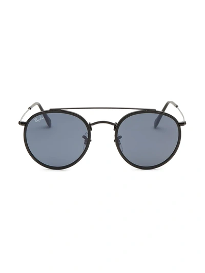Ray Ban Rb3647 51mm Round Aviator Sunglasses In Black