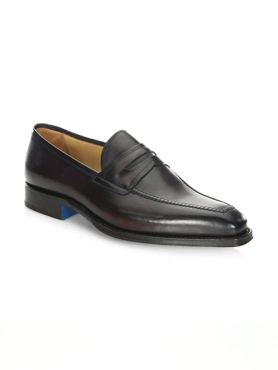 Sutor Mantellassi Olimpo Leather Penny Loafers In Black