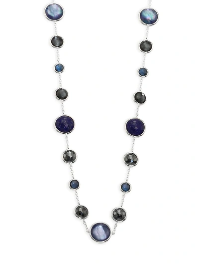 Ippolita Sterling Silver Lollipop Lapis Doublet, London Blue Topaz & Hematite Necklace In Eclipse, 36 In Multi/silver