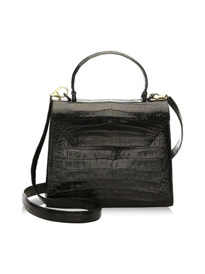 Nancy Gonzalez Medium Lily Crocodile Top Handle Bag In Black