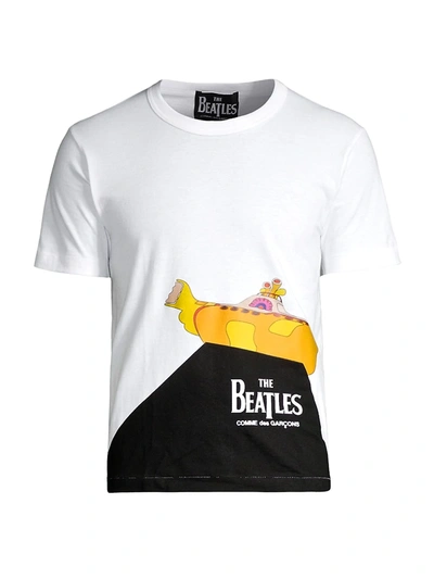 Comme Des Garçons Play Beatles Yellow Submarine Cotton Tee In White