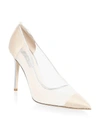 Sjp By Sarah Jessica Parker Glass Leather-trimmed Mesh Pumps In Silver
