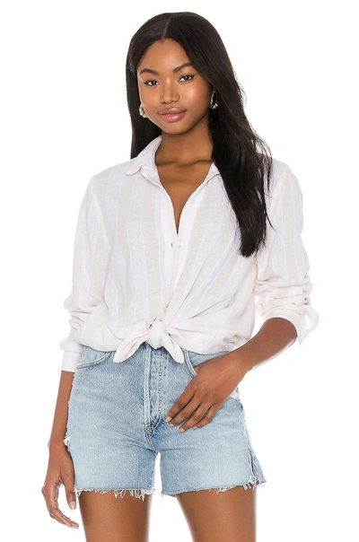 Bella Dahl Frayed Hem Button-down Shirt In White