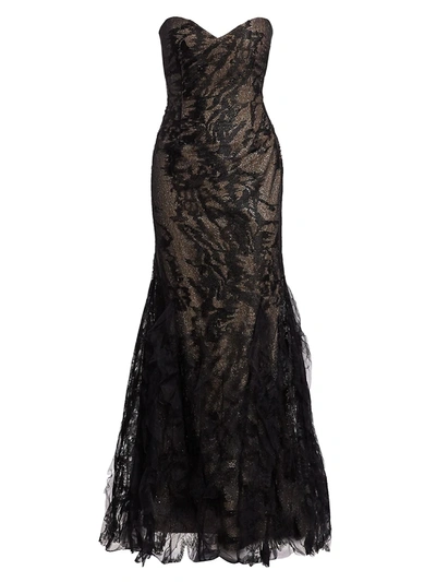 Rene Ruiz Collection Strapless Embellished Gown In Black