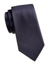 Emporio Armani Solid Silk Tie In Dark Blue