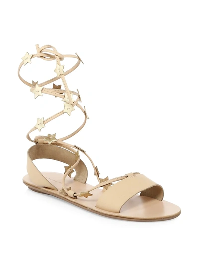 Loeffler Randall Starla Ankle-wrap Leather Sandals In Wheat