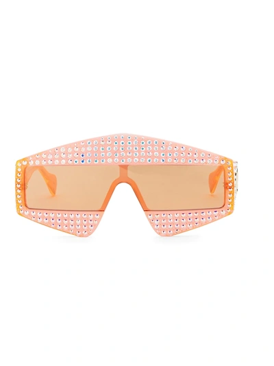 Gucci Fashion Show Orange & Crystal Mask Sunglasses/99mm