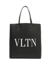 Valentino Garavani Garavani Vltn Leather Tote Bag In Black White