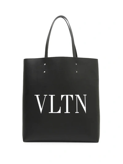 Valentino Garavani Garavani Vltn Leather Tote Bag In Black White