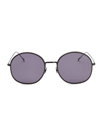 Illesteva Alina Leather 58mm Round Sunglasses In Black