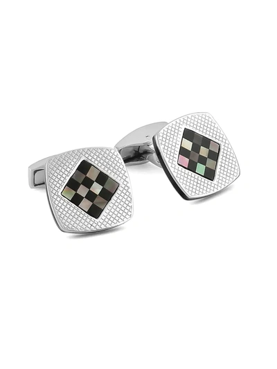 Tateossian Cushion Diamond Cufflinks In Onyx