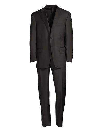 Canali Regular-fit Two-button Wool-blend Suit In Black