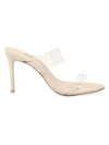 Schutz Ariella Vinyl Mules In Rose Transparent