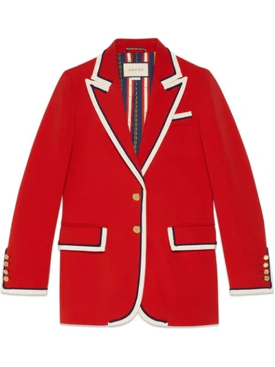 Gucci Peak Lapel Stretch Cady Blazer In Red