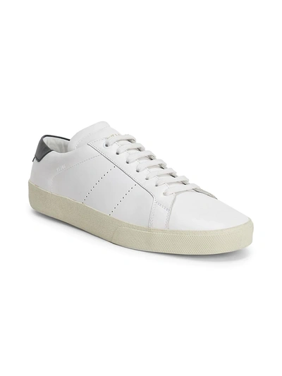 Saint Laurent Men's Low-top Leather Lace-up Sneakers In White Black