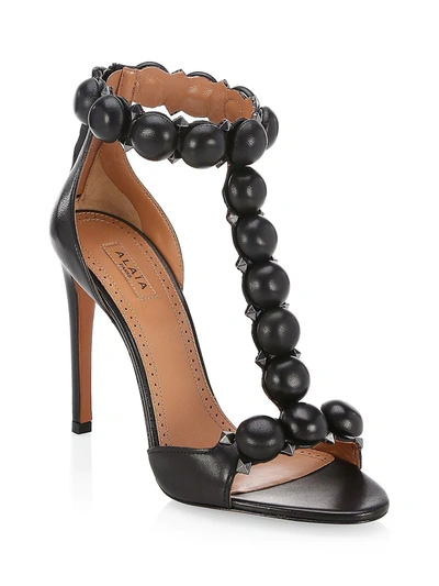 Alaïa Bombe Ankle-strap Leather Sandals In Noir