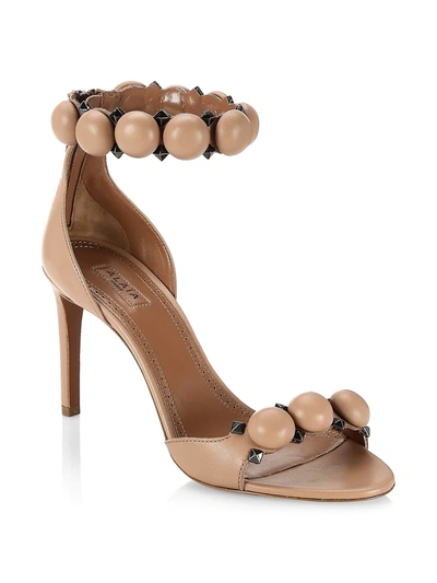 Alaïa Bombe Ankle-strap Leather Sandals In Beige