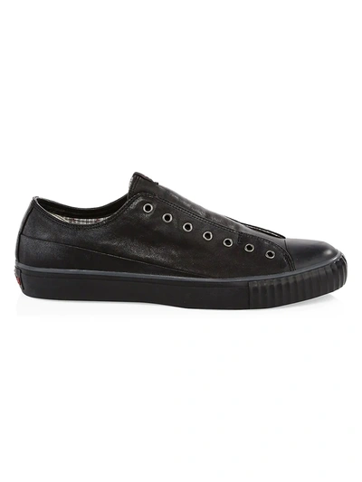 John Varvatos Laceless Low-top Slip-on Leather Sneakers In Black