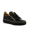 Giuseppe Zanotti Men's Leather Zipper Low-top Sneakers In Black Gold