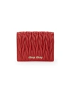 Miu Miu Women's Matelassé Leather Bi-fold Wallet In Fuoco