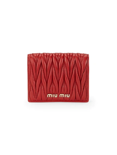 Miu Miu Women's Matelassé Leather Bi-fold Wallet In Fuoco