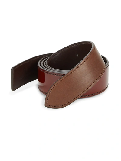 Corthay Men's Patent Crocodile, Python, French Calf, Suede And Patent Leather Belt Strap In Brown