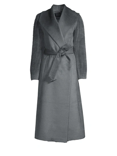 Sentaler Alpaca Shawl Collar Wrap Coat In Charcoal