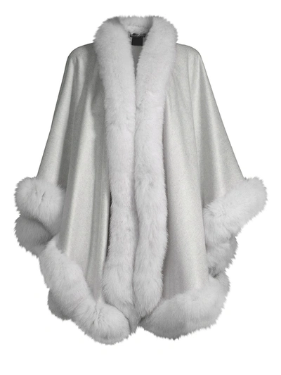 Sofia Cashmere Women's Fox Fur & Cashmere U-cape In Grey