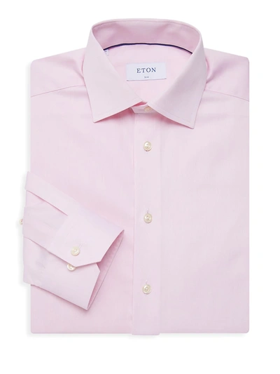 Eton Pink Fine Twill Melange Slim Fit Shirt In Red