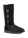 Ugg Bailey Button Triplet Sheepskin-lined Suede Boots In Black