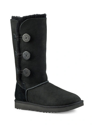 Ugg Bailey Button Triplet Sheepskin-lined Suede Boots In Black