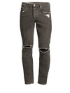 Purple Brand P001 Slim Fit Coated Ripped Jeans In Grey Coated White