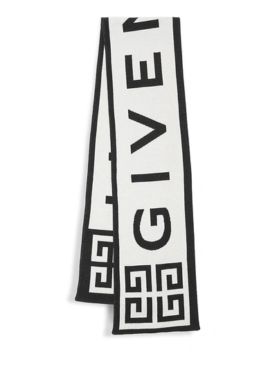 Givenchy Logo Scarf In White Black