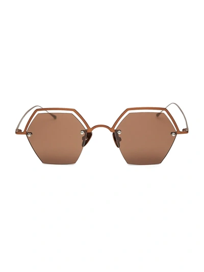 Smoke X Mirrors The Line 47mm Hexagonal Sunglasses In Matte Brown