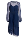 See By Chloé Women's Asymmetric Sheer Silk Midi Dress In Obscure Blue
