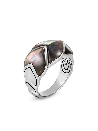 John Hardy Legends Mother-of-pearl Naga Silver Ring In Grey