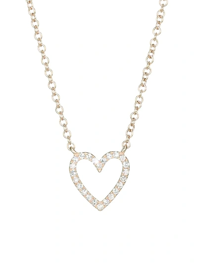 Ef Collection Women's 14k Rose Gold & Diamond Heart Necklace