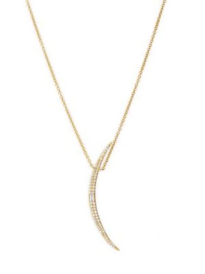 Celara Women's 14k Yellow Gold & Diamond Long Crescent Moon Pendant Necklace